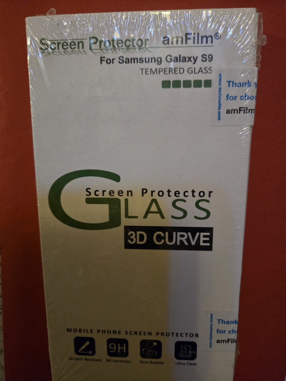 amFilm Tempered Glass Screen Protector for Samsung Galaxy S9 - White/Green